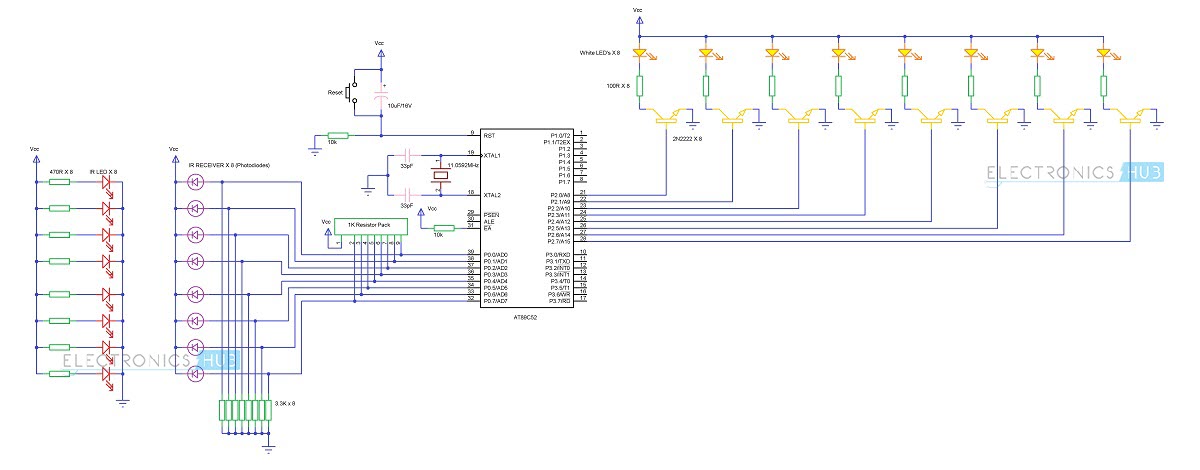Street Light That Glows On Detecting Vehicle Movement Circuit Diagram